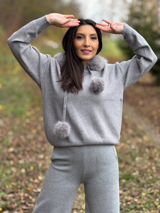 Compleu tricotat cu blanita la gluga [3]