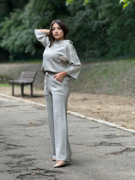 Compleu tricotat cu bluza cu ciucure [3]