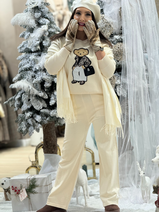 Compleu tricotat cu imprimeu ursulet [4]