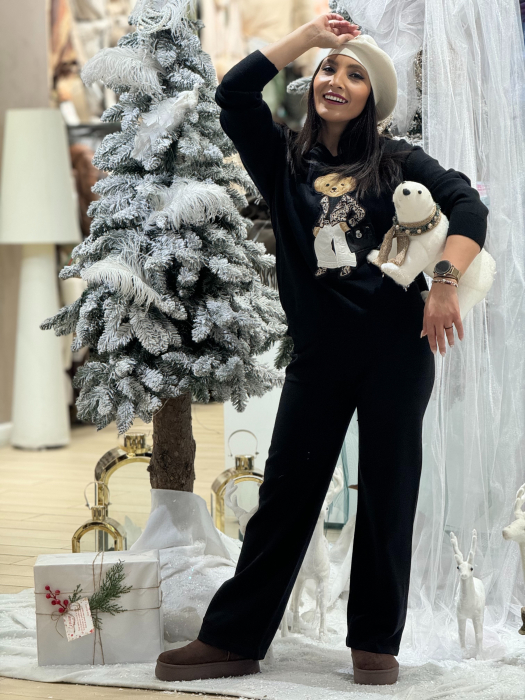 Compleu tricotat cu imprimeu ursulet [3]