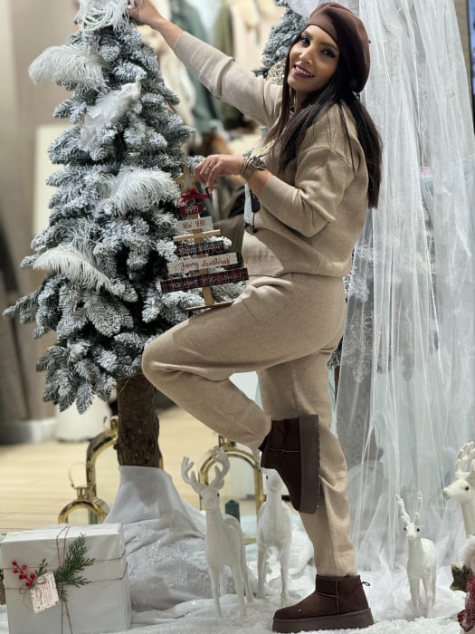 Compleu tricotat cu imprimeu ursulet [3]