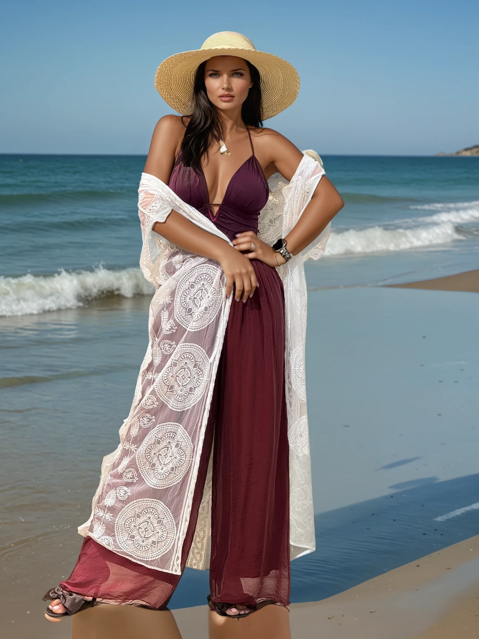 Costum de baie întreg bordó – rafinament și confort pentru vară [3]