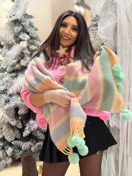 Esarfa colorata cu ciucurei [2]