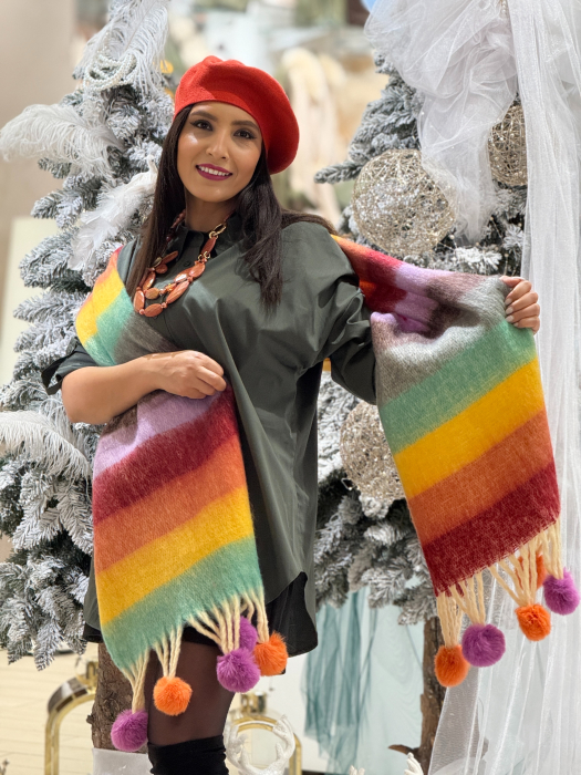 Esarfa colorata cu ciucurei [4]