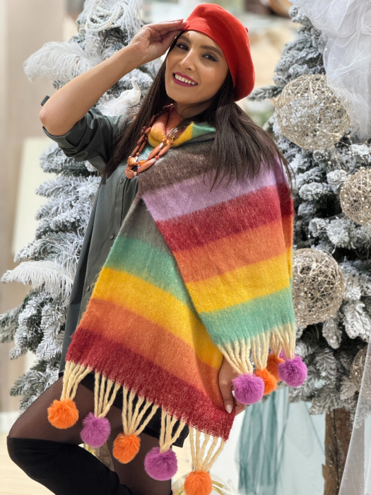 Esarfa colorata cu ciucurei [2]