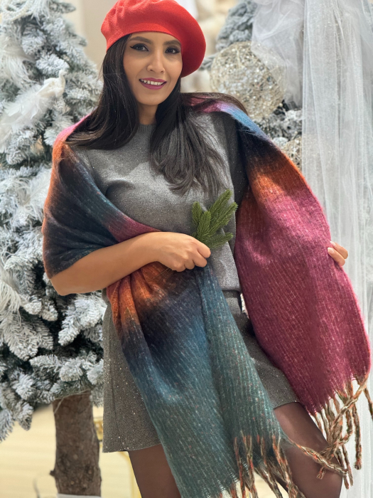 Esarfa colorata cu franjuri [2]