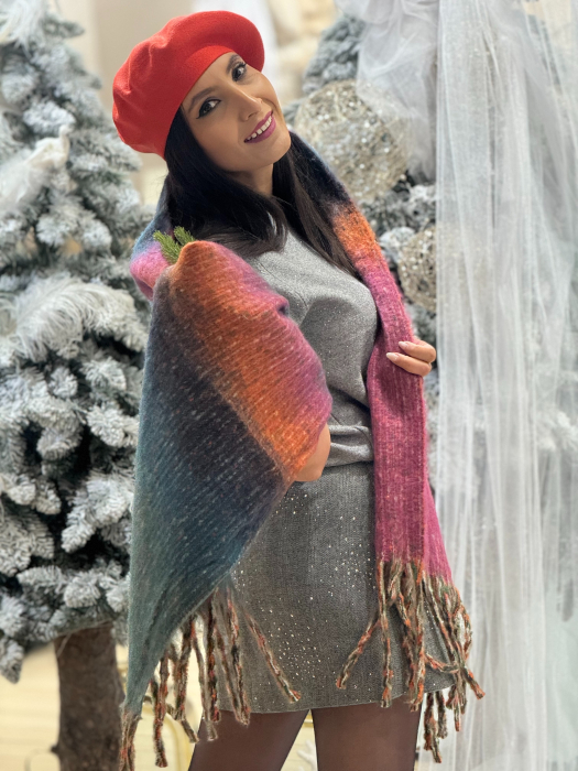 Esarfa colorata cu franjuri [4]