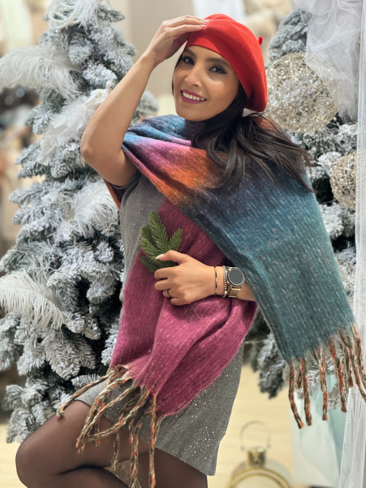 Esarfa colorata cu franjuri [3]