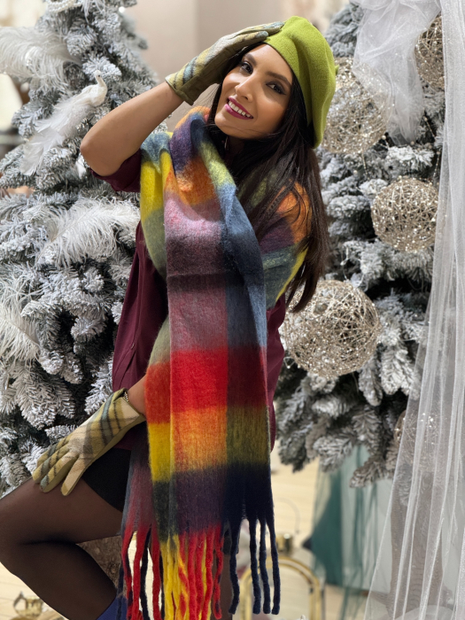 Esarfa in carouri cu franjuri [3]