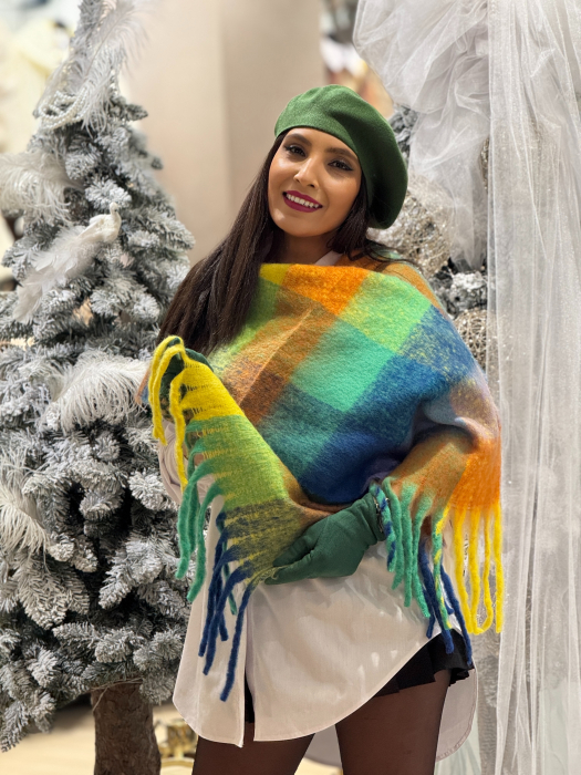 Esarfa in carouri cu franjuri [4]