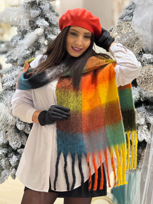 Esarfa in carouri cu franjuri [4]