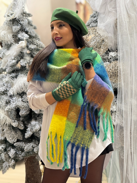 Esarfa in carouri cu franjuri [3]