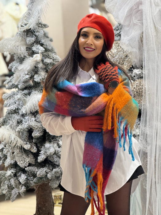 Esarfa in carouri cu franjuri [4]