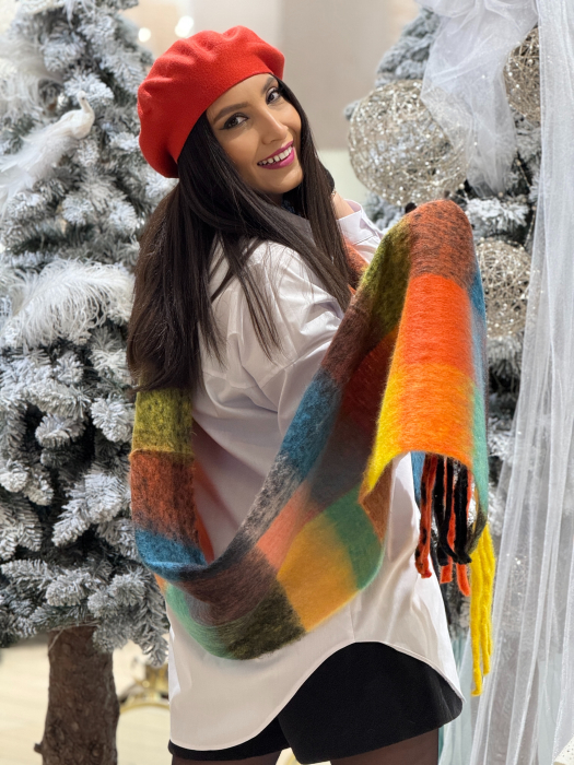 Esarfa in carouri cu franjuri [2]