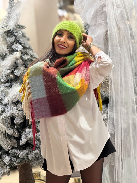 Esarfa in carouri cu franjuri [3]