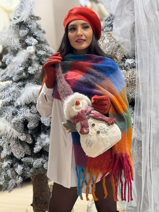 Esarfa in carouri cu franjuri [1]