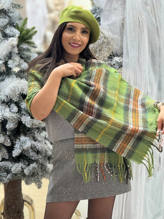 Esarfa in carouri cu insertii sclipici [3]