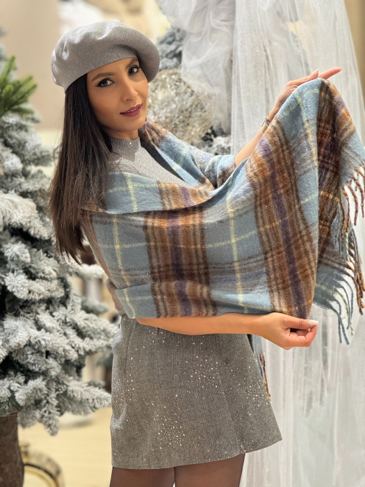 Esarfa in carouri cu insertii sclipici [4]