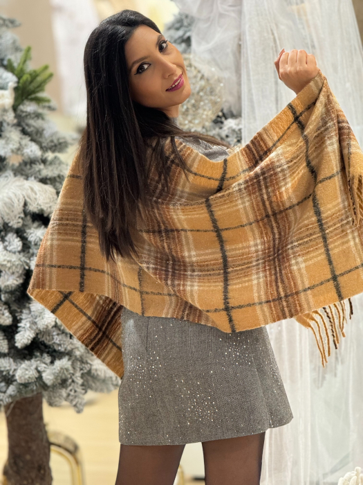 Esarfa in carouri cu insertii sclipici [4]