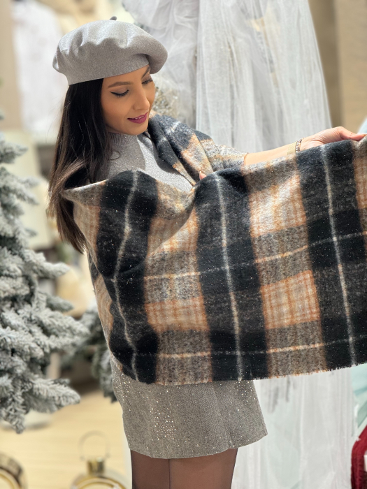 Esarfa in carouri cu insertii sclipici [4]