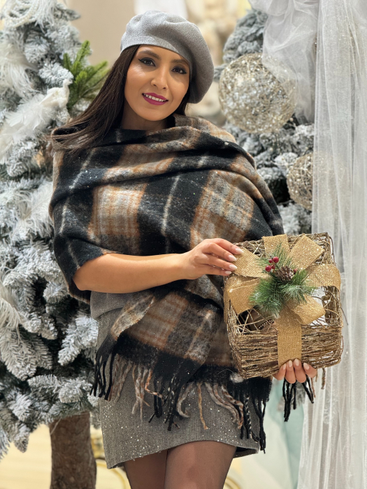 Esarfa in carouri cu insertii sclipici [1]