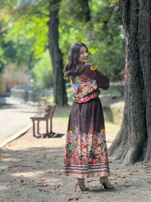 Fusta cu imprimeu floral si curea [4]