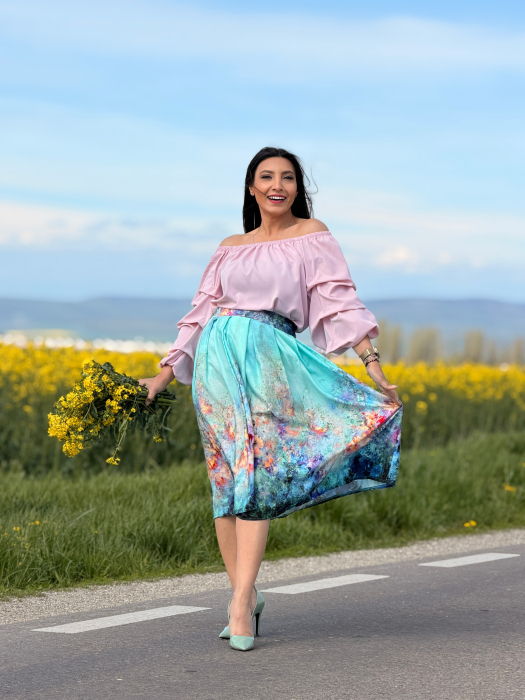 Fusta cu print picasso pe turcoaz [4]