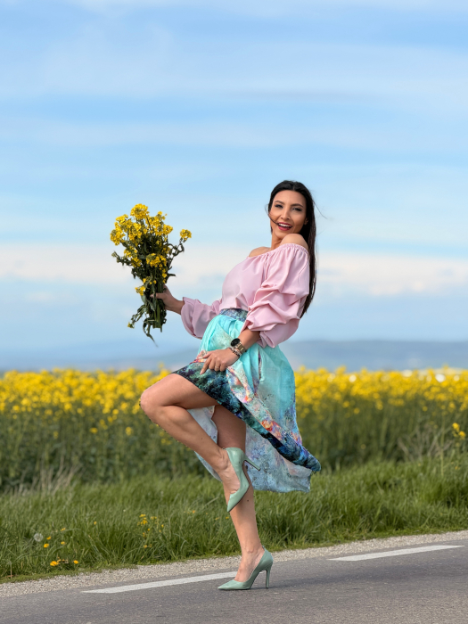 Fusta cu print picasso pe turcoaz [2]