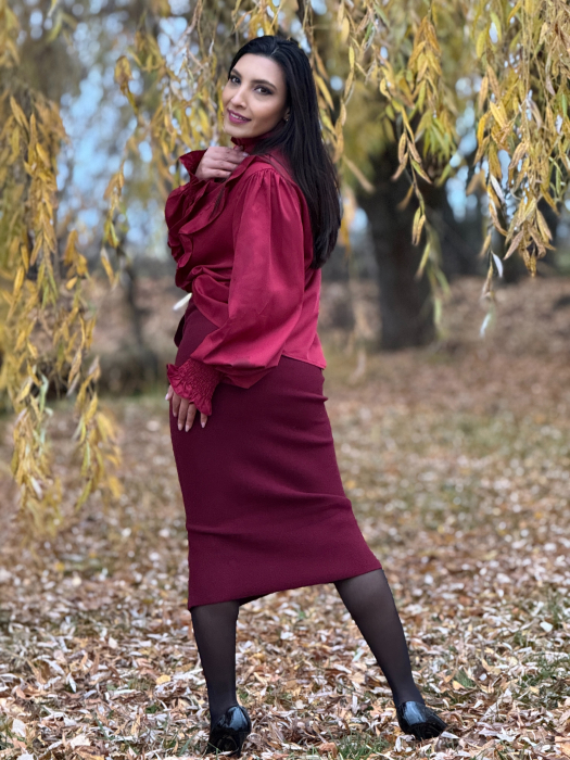 Fusta lunga tricotata cu nasturi decorativi [4]