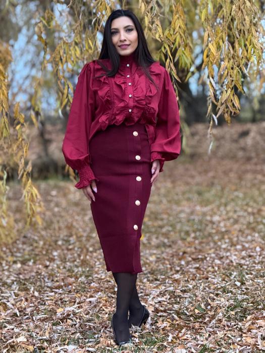 Fusta lunga tricotata cu nasturi decorativi [2]