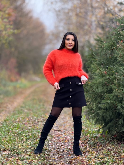 Fusta tricotata cu buzunare si nasturi decorativi [1]