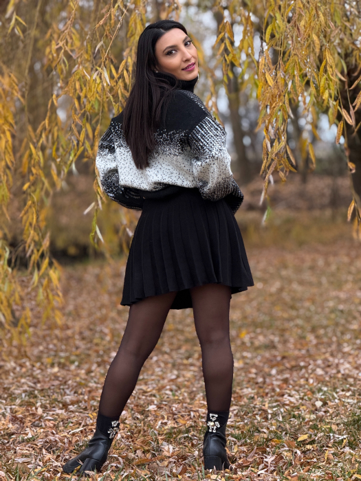 Fusta tricotata plisata cu curea in talie [4]