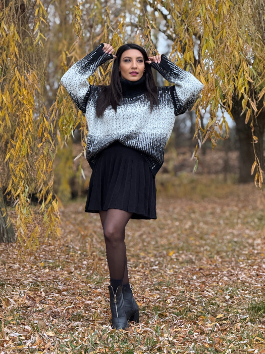 Fusta tricotata plisata cu curea in talie [2]