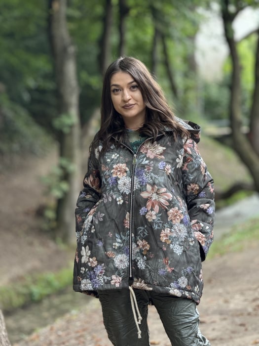 Geaca cu gluga si imprimeu floral [2]