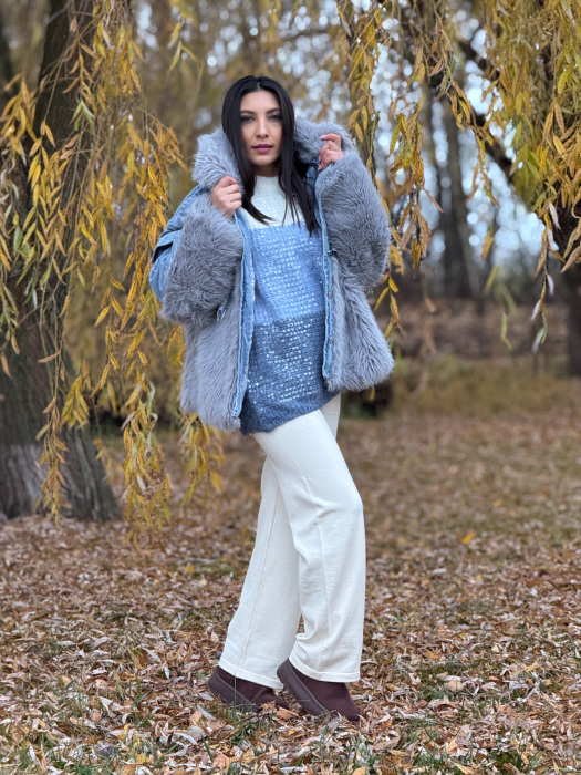 Geaca de blugi cu blana ecologica [7]