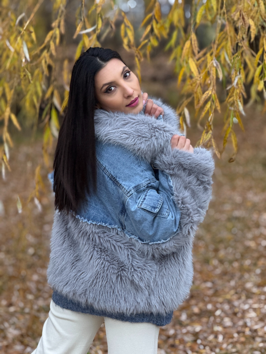 Geaca de blugi cu blana ecologica [3]
