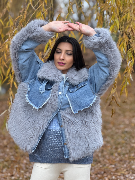Geaca de blugi cu blana ecologica [2]