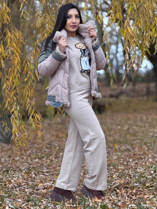 Geaca din fas cu detalii din jeans [6]