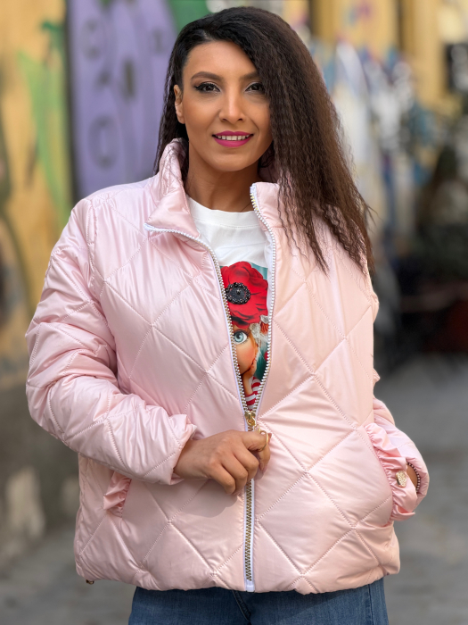 Geaca din fas cu fermoar si buzunare [3]