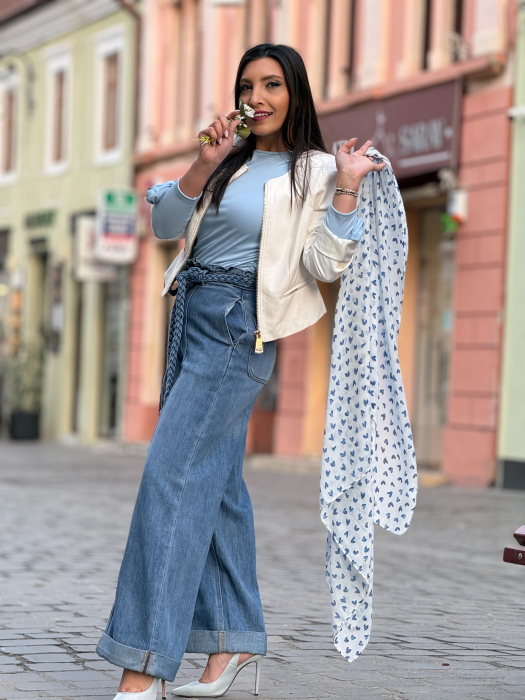 Geaca din piele ecologica cu fermoar supradimensionat [8]