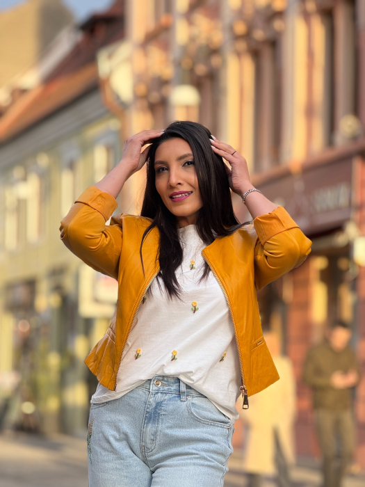 Geaca din piele ecologica cu fermoar supradimensionat [2]