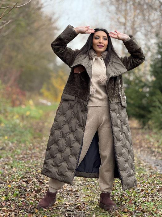 Geaca eleganta din blana si detalii din piele ecologica [3]