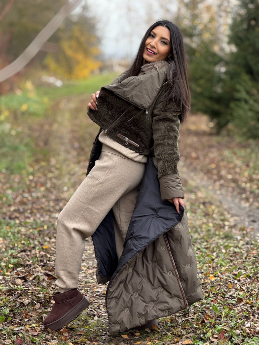 Geaca eleganta din blana si detalii din piele ecologica [9]