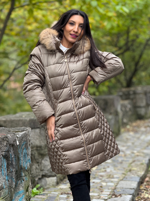 Geaca kaki  cu blana naturala [10]