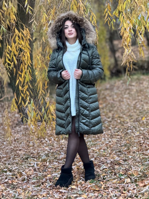 Geaca kaki cu blana naturala [2]