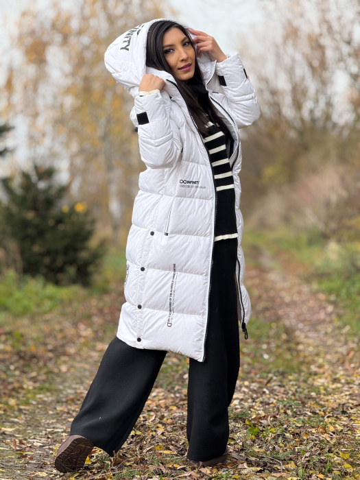 Geaca lunga matlasata cu gluga si fermoar [5]