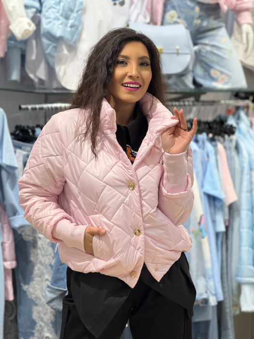 Geaca matlasata cu manseta la maneca si capse si elastic in talie [2]