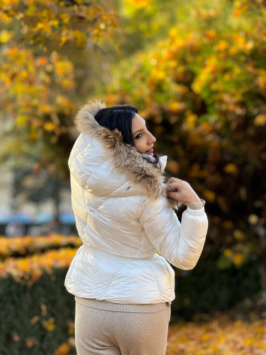 Geaca scurta cu gluga din blana naturala [5]