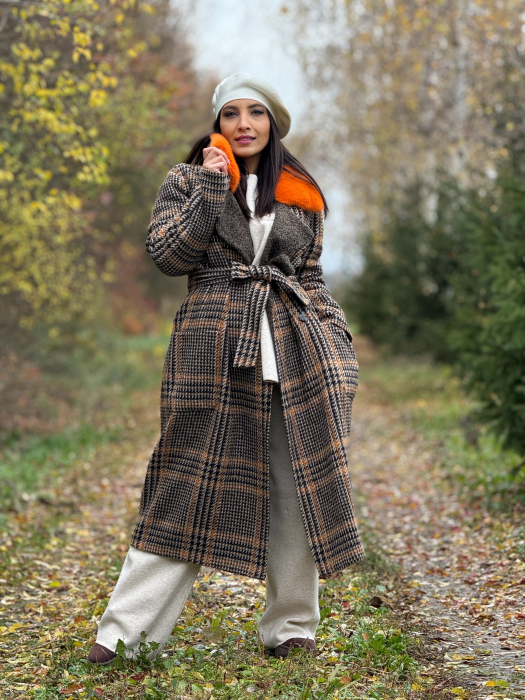 Haina din alpaca cu guler din blana naturala [1]