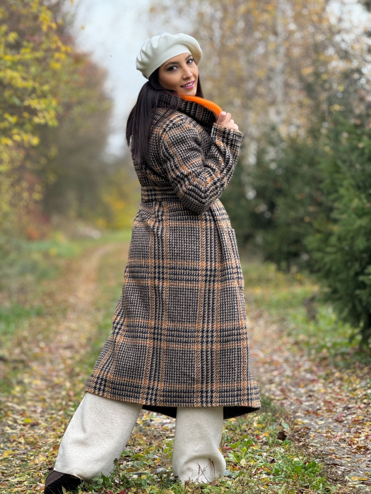 Haina din alpaca cu guler din blana naturala [4]